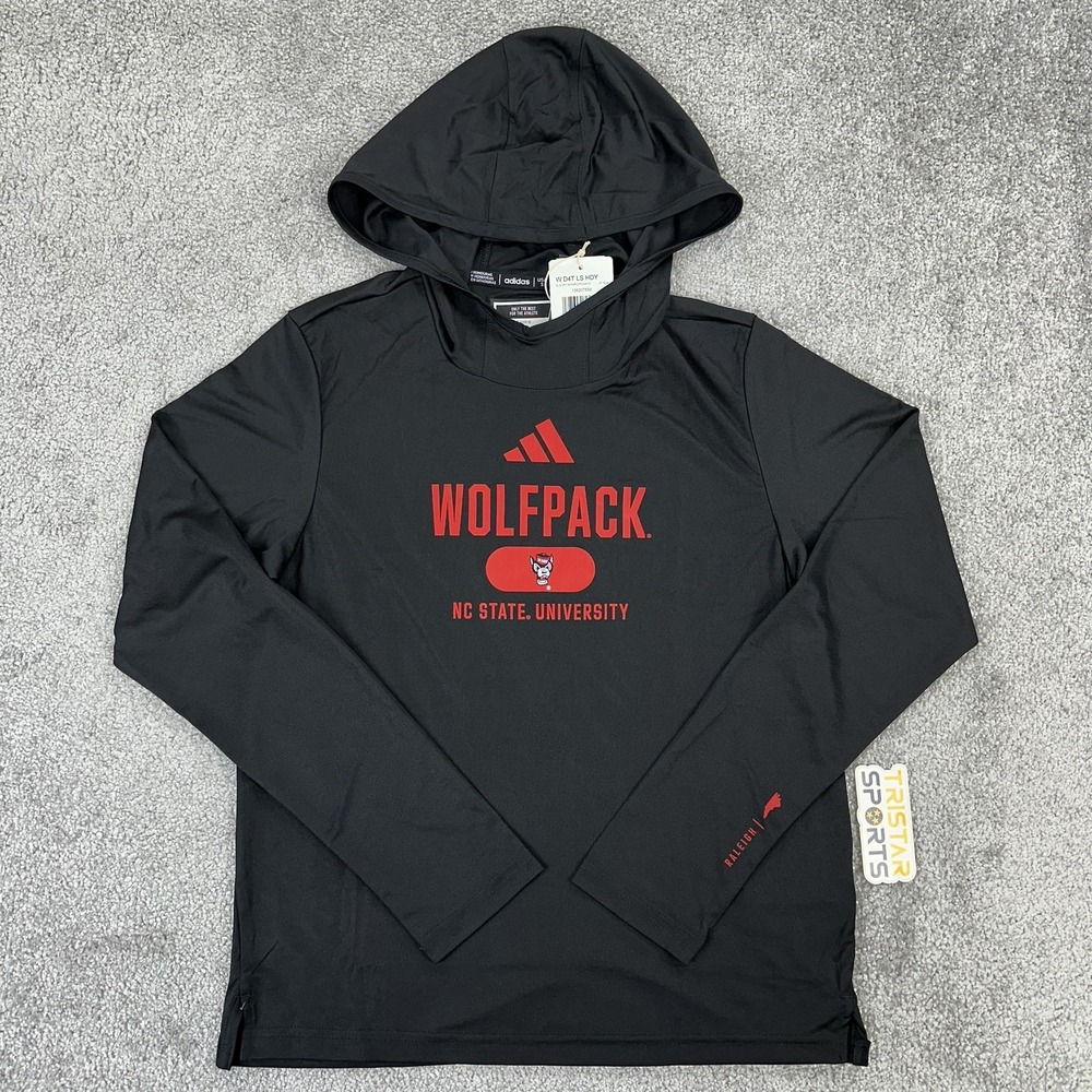 NC State Wolfpack Shirt Womens Small Black Hooded Adidas North Carolina State